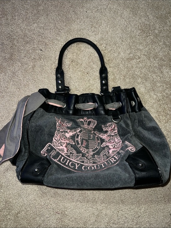 Juicy Couture Handbags - Juicy Couture Gray Tote with Pink Crest Logo